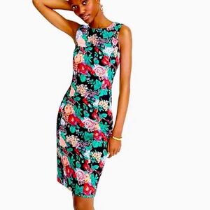 J. Crew Adachi Black Floral Stretch Sheath Dress